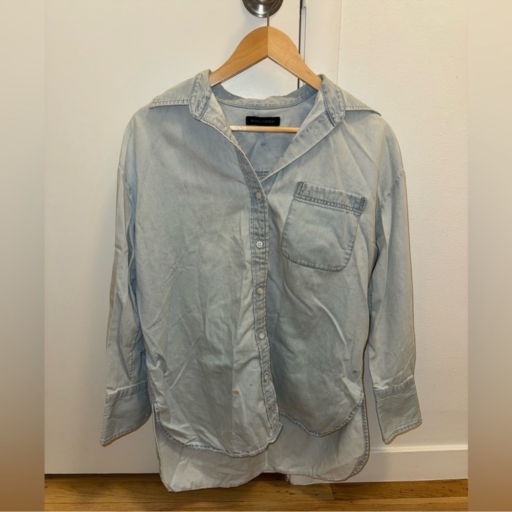 Banana Republic THE OVERSIZED BANDED-COLLAR DENIM SHIRT - Picture 3 of 14